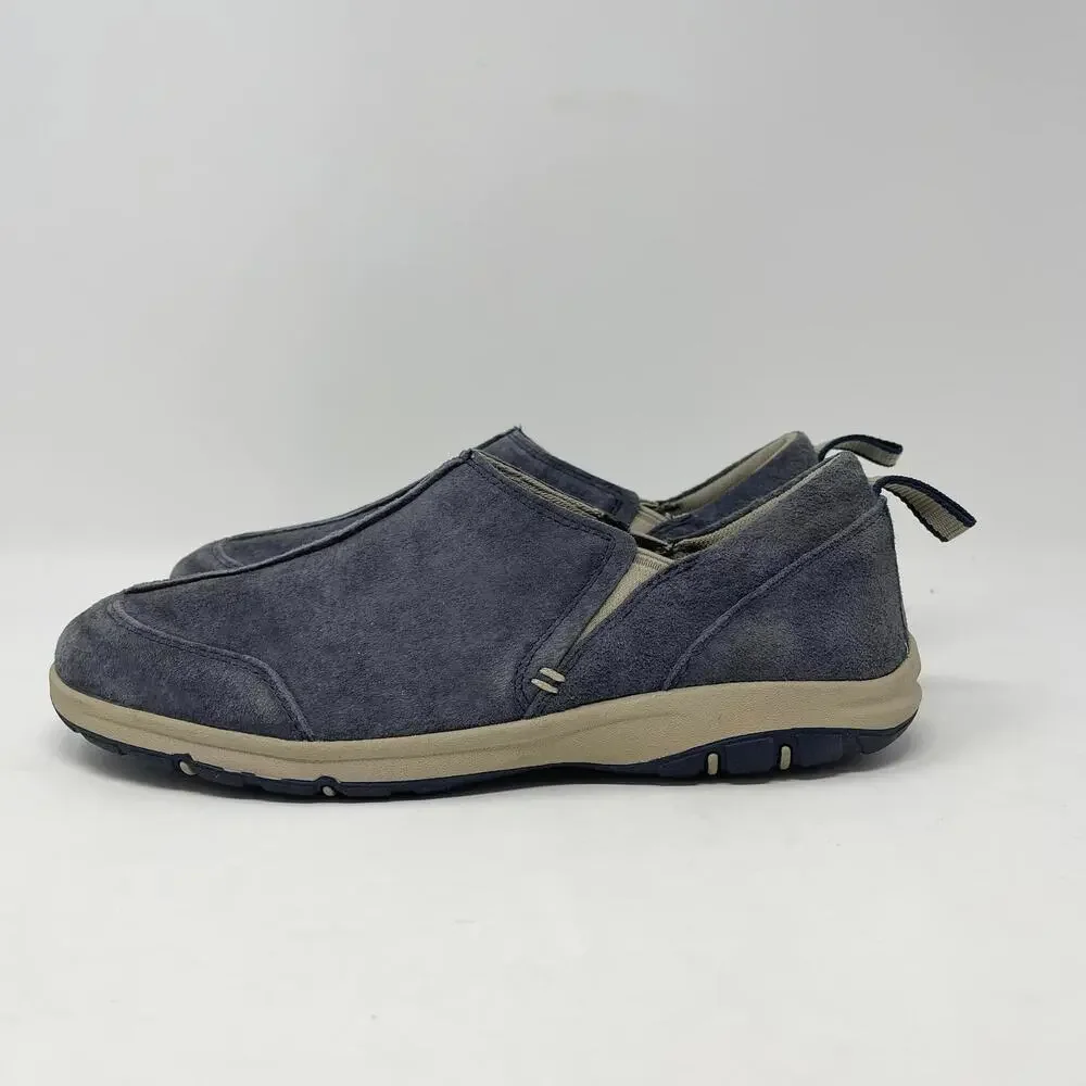 Duluth Trading Slip On Mocs Womens 9.5 Steel‎ Creek Blue Suede Water-Resistant